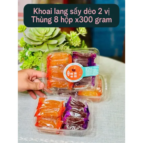 Khoai Lang Sấy Dẻo 2 Vị Hộp 300g - Dẻo Thơm Tự Nhiên, Đồ Ăn Vặt Ngon Hot Trend