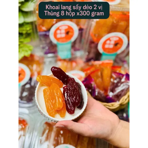 Khoai Lang Sấy Dẻo 2 Vị Hộp 300g - Dẻo Thơm Tự Nhiên, Đồ Ăn Vặt Ngon Hot Trend