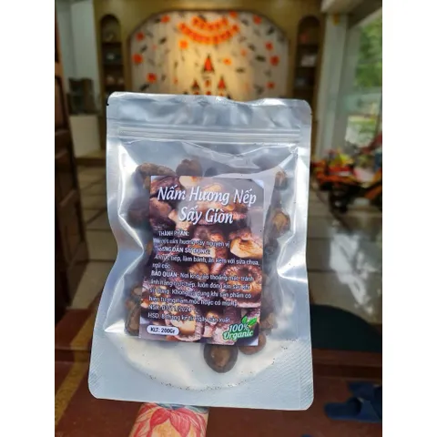 Nấm Hương Nếp Sấy Giòn 200g 100% Organic - Nấm Đông Cô Sấy Khô Ăn Liền Giòn Rụm Thơm Ngon Đậm Vị Đồ Ăn Vặt Lành Mạnh