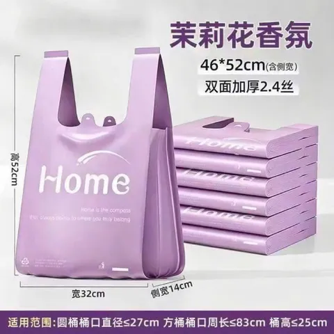 Combo 50 Túi Rác Có Quai Xách Siêu Dai Màu Tím, Túi Đựng Rác Gia Đình Tự Phân Huy Hương Hoa Nhài Khử Mùi Hôi