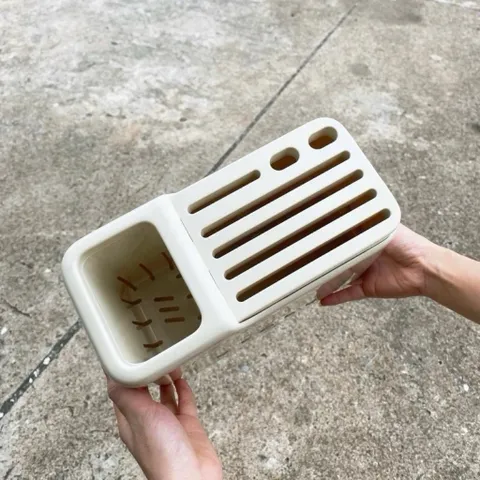 Kệ Cài Dao Kéo Đũa Thìa Đa Năng Có Khay Hứng Nước - Hộp Đựng Dao Kéo Nhà Bếp Nhựa Cao Cấp Tiện Lợi