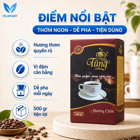 Cà Phê Hương Chồn Huy Tùng Cao Cấp 500g – Cà Phê Bột Pha Phin, Hương Thơm Đậm Đà