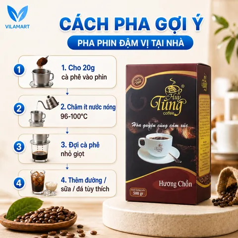 Cà Phê Hương Chồn Huy Tùng Cao Cấp 500g – Cà Phê Bột Pha Phin, Hương Thơm Đậm Đà
