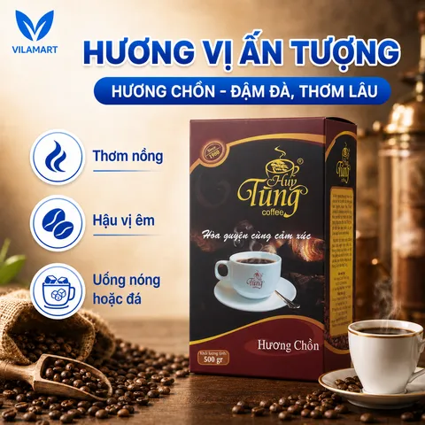Cà Phê Hương Chồn Huy Tùng Cao Cấp 500g – Cà Phê Bột Pha Phin, Hương Thơm Đậm Đà