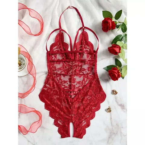 Bodysuits Đồ Lót Liền Thân Xẻ Đáy Ren Hoa Sexy Quyến Rũ Áo Ngủ 1 Mảnh Phối Dây Ngực Gợi Cảm - N906 Đỏ