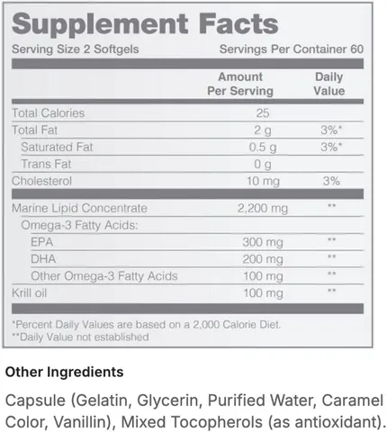 Viên uống Omega 3 Marine Omega Pharmanex NuSkin – Dầu nhuyễn thể Krill Oil, hỗ trợ tim mạch, não bộ 120v