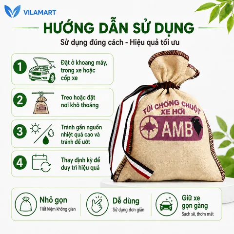 Túi chống chuột AMB chính hãng, đuổi chuột ô tô hiệu quả, ngăn chuột cắn dây điện