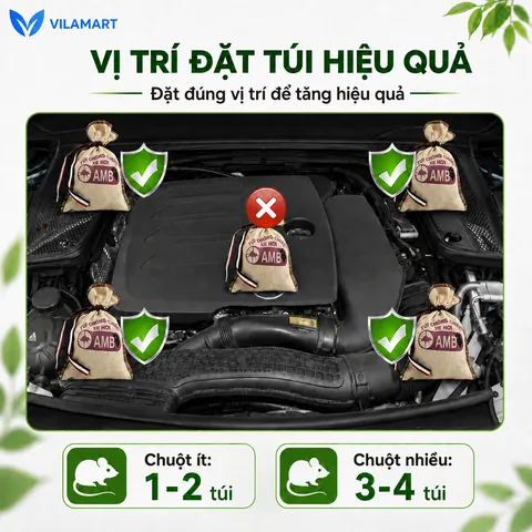 Túi chống chuột AMB chính hãng, đuổi chuột ô tô hiệu quả, ngăn chuột cắn dây điện