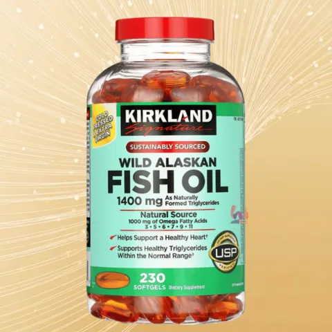 Viên uống Kirkland Signature Wild Alaskan Fish Oil 1400 mg |230 viên| Cung cấp các chuỗi Acid béo Omega & Kiểm soát các phản ứng viêm trong cơ thể [SP Chuẩn Mỹ]