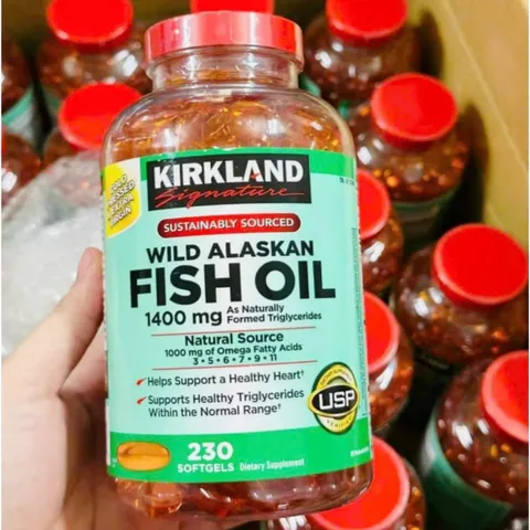 Viên uống Kirkland Signature Wild Alaskan Fish Oil 1400 mg |230 viên| Cung cấp các chuỗi Acid béo Omega & Kiểm soát các phản ứng viêm trong cơ thể [SP Chuẩn Mỹ]