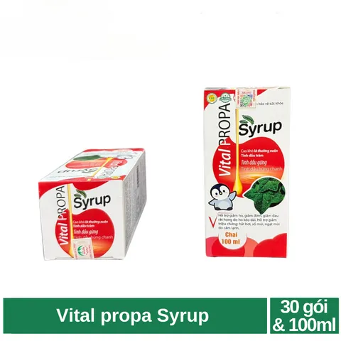 Vital Propa Syrup giúp giảm ho, giảm đờm, giảm đau rát họng do ho kéo dài (hộp 30 gói & hộp 100ml)