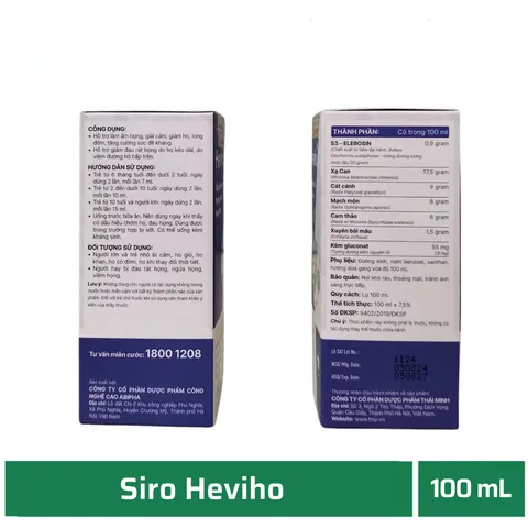 Siro Heviho - Chính Hãng Việt Nam Chai 100ml - Giúp Giảm Ho, Đau Rát Họng, Long Đờm Cho Trẻ