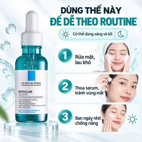 Tinh Chất Giảm Mụn Mờ Thâm La Roche-Posay Effaclar Serum Ultra Concentré 30ml AHA BHA LHA Niacinamide Cho Da Mụn (date 6/27)