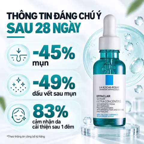 Tinh Chất Giảm Mụn Mờ Thâm La Roche-Posay Effaclar Serum Ultra Concentré 30ml AHA BHA LHA Niacinamide Cho Da Mụn (date 6/27)
