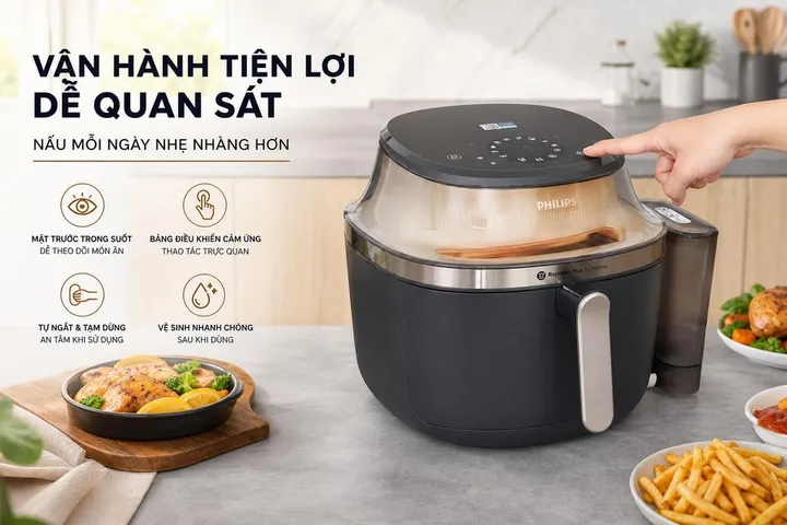 Nồi chiên hấp Philips NA543/00 7.2 lít