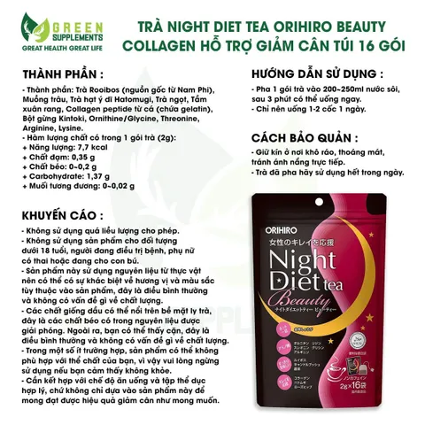 Trà Giảm Cân Orihiro Night Diet Tea 16 Túi – Hỗ Trợ Kiểm Soát Dáng Thon Gọn