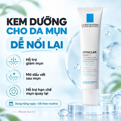 Kem Dưỡng Da Mụn La Roche-Posay Effaclar Duo+ 40ml Hỗ Trợ Giảm Mụn, Mờ Thâm, Hạn Chế Mụn Tái Lại