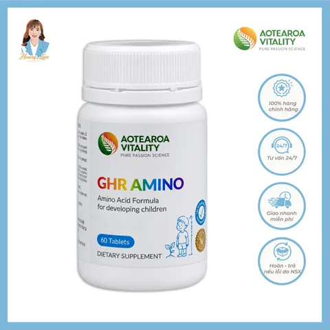 Viên uống giúp bé ăn khỏe ngủ ngon, phát triển chiều cao New Zealand Aotearoa Vitality GHR Amino 60 viên