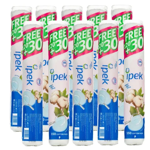 Combo 10 Bông tẩy trang Ipek 150 miếng - Bông Cotton Siêu Mềm Mịn, Tẩy Trang và Làm Sạch Da, Không Gây Kích Ứng