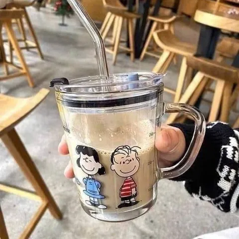 [THANH LÝ] Combo 3 Cốc Thủy Tinh Chia Vạch Kèm Ống Hút 400ml, Nắp Chống Tràn Họa Tiết Cute Cho Bé Uống Sữa, Pha Đồ Uống 813785