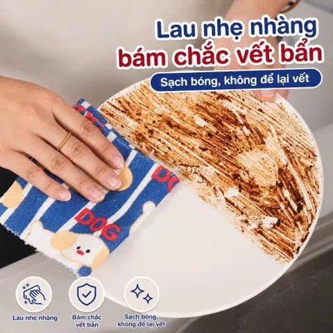 Cuộn Khăn Lau Đa Năng Họa Tiết Chó Mèo Dễ Thương (20 Tờ - Size 25cm) - Khăn Lau Xé Tay Nhà Bếp Thấm Hút Dầu Mỡ 813803
