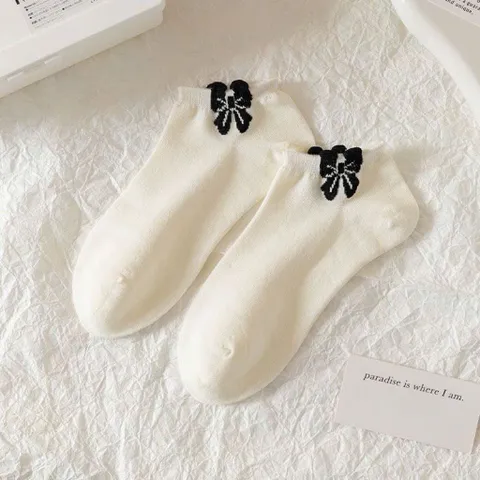 Combo 5 Đôi Tất Nữ Cổ Ngắn Phong Cách Hàn Quốc Ulzzang, Set Vớ Nữ Tiểu Thư Thêu Nơ, Viền Ren, Họa Tiết Thừng Xinh Xắn 813813