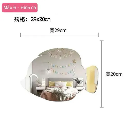 Gương Trang Trí Treo Tường Hình Thú Cưng Cute, Gương Decor Phòng Ngủ Cho Bé, Gương Soi Hình Động Vật Đáng Yêu