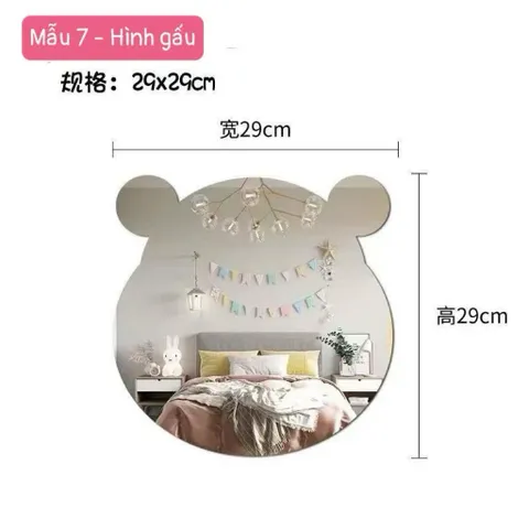 Gương Trang Trí Treo Tường Hình Thú Cưng Cute, Gương Decor Phòng Ngủ Cho Bé, Gương Soi Hình Động Vật Đáng Yêu