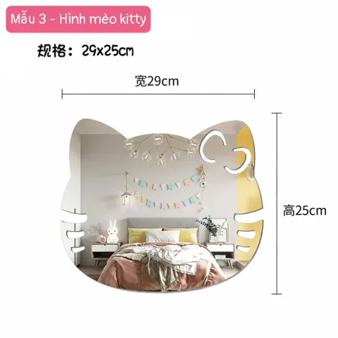 Gương Trang Trí Treo Tường Hình Thú Cưng Cute, Gương Decor Phòng Ngủ Cho Bé, Gương Soi Hình Động Vật Đáng Yêu