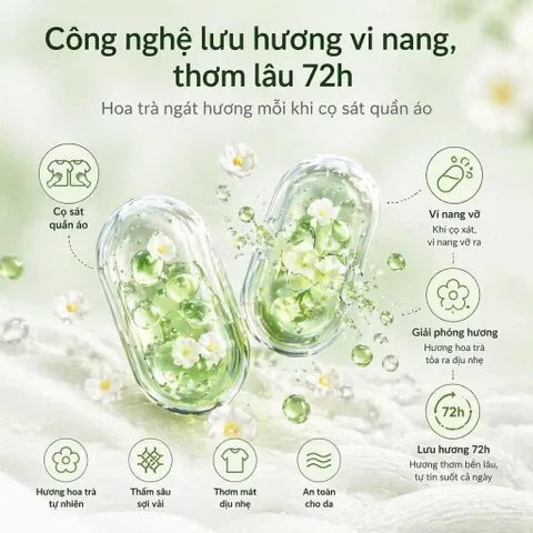 Viên Giặt Xả Cao Cấp Xun Qiao Monet Garden Hương Hoa Sơn Trà 168 Viên - Công Nghệ 5in1 Lưu Hương Lâu, Làm Sạch Sâu