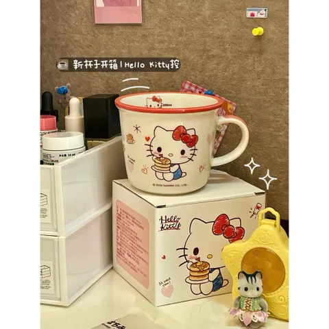 [Mã M08] Cốc Sứ Kèm Thìa Sanrio Siêu Cute - Ly Sứ 340ml Hình Hello Kitty, Kuromi, My Melody, Cinnamoroll Làm Quà Tặng 813858