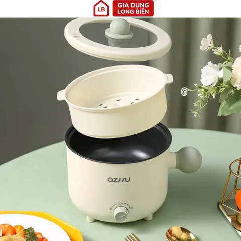 Nồi Lẩu Điện Mini Đa Năng 1.8L - Ca Nấu Mì Ozhu/Yueslila, 600W, Tặng Kèm Giá Hấp Tiện Lợi 813876
