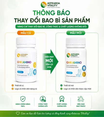 Viên uống giúp bé ăn khỏe ngủ ngon, phát triển chiều cao Aotearoa Vitality GHR Amino 60 viên