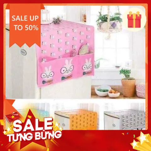 Tấm Phủ Tủ Lạnh Chống Bụi Có Túi Đựng Đồ | Khăn Che Tủ Lạnh Chống Thấm Trang Trí Nhà Bếp Cao Cấp 813882