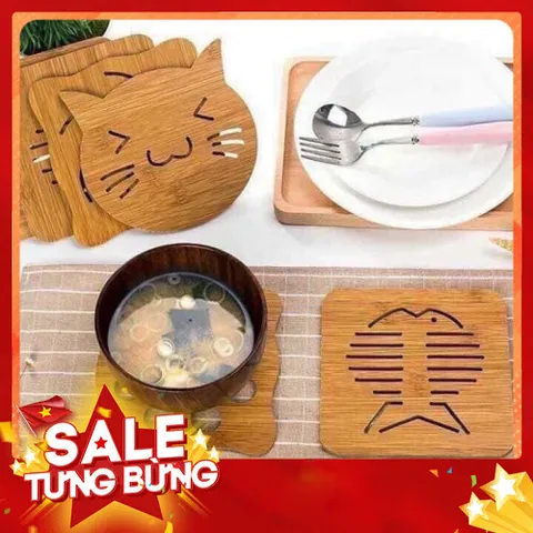 Combo 2 Miếng Lót Ly Lót Nồi Bằng Gỗ Chống Thấm Nước 9CM 813896