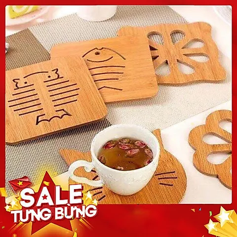 Combo 2 Miếng Lót Ly Lót Nồi Bằng Gỗ Chống Thấm Nước 9CM 813896