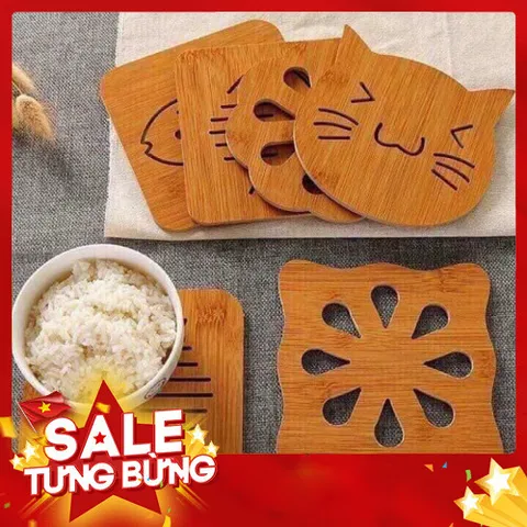 Combo 2 Miếng Lót Ly Lót Nồi Bằng Gỗ Chống Thấm Nước 9CM 813896