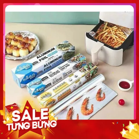 Cuộn giấy bạc nướng nhôm 10 mét bọc thực phẩm hâm nóng cho nồi chiên 813912