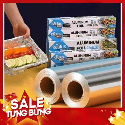 Cuộn giấy bạc nướng nhôm 10 mét bọc thực phẩm hâm nóng cho nồi chiên 813912
