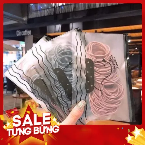 Sét 100 chun buộc tóc kèm túi đựng tiện lợi, phù hợp cho mọi loại tóc từ mỏng đến dày 813928