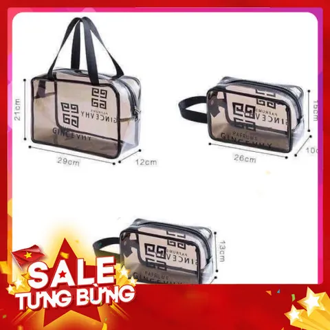 Sét 3 túi đựng đồ du lịch trong suốt đủ size tiện dụng 813960