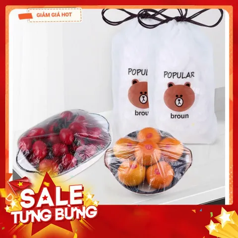 Túi100 Màng Bọc Thực Phẩm Túi Gấu Có Chun Co Giãn Tái Sử Dụng 813964