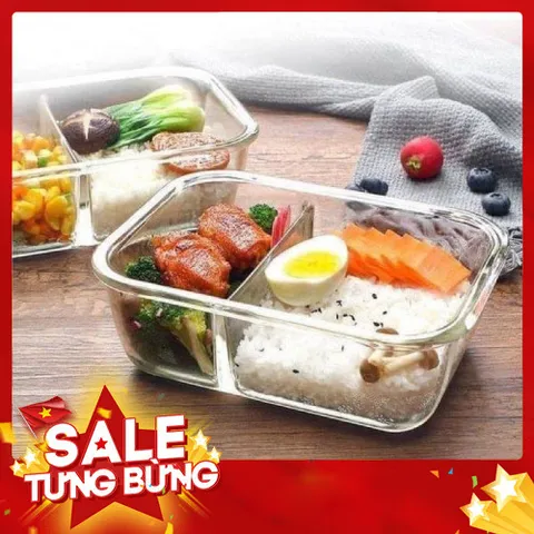Thố Thuỷ Tinh 2 Ngăn, 3 Ngăn Tiện Dụng - Tặng Kèm Đũa, Thìa 813975