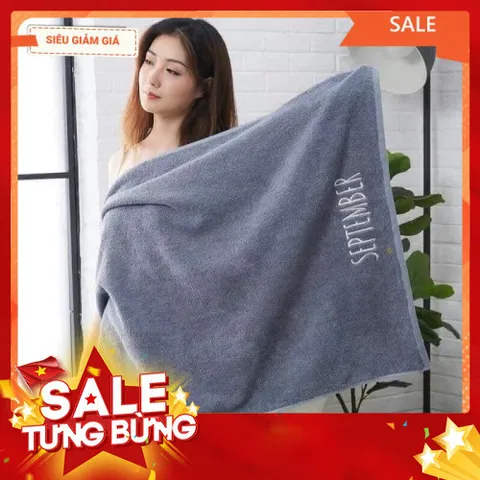 Khăn tắm ngày tháng 70x140 cm thêu logo 12 tháng, chất khăn bông mềm mịn , thấm hút mồ hôi cực tốt 813978