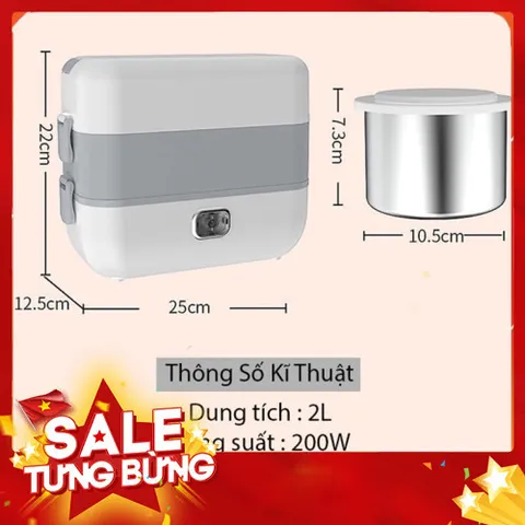 Hộp cơm cắm điện văn phòng 2 tầng 4 bát inox có chức năng giữ nhiệt 813980
