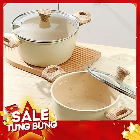 Nồi Chống Dính Vân Đá Đủ Size 20, 22, 24cm - Tay Cầm Chống Nóng, Dùng Được Mọi Loại Bếp 814007
