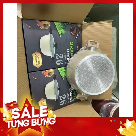 Nồi Chống Dính Vân Đá Đủ Size 20, 22, 24cm - Tay Cầm Chống Nóng, Dùng Được Mọi Loại Bếp 814007