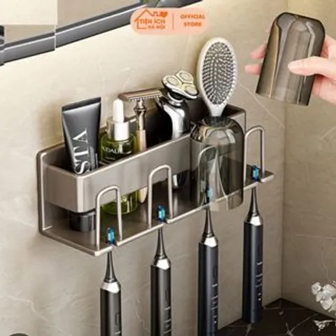 Giá Treo Bàn Chải Đánh Răng Kèm Cốc KYTA - Kệ Đa Năng Chất Liệu Nhôm Cao Cấp Chống Han Gỉ 814016