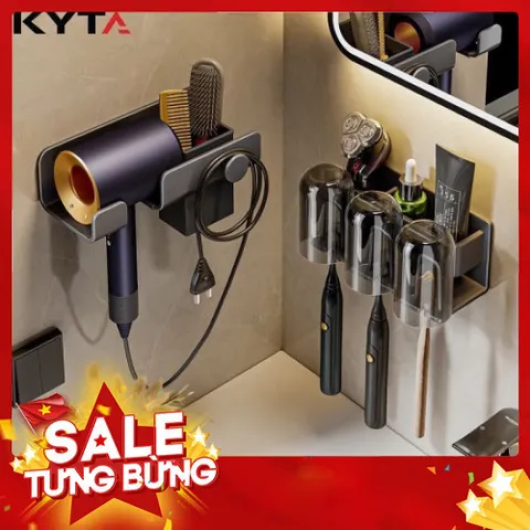Giá Treo Bàn Chải Đánh Răng Kèm Cốc KYTA - Kệ Đa Năng Chất Liệu Nhôm Cao Cấp Chống Han Gỉ 814016