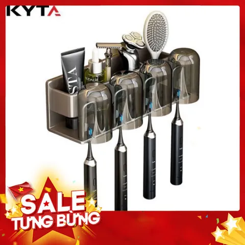 Giá Treo Bàn Chải Đánh Răng Kèm Cốc KYTA - Kệ Đa Năng Chất Liệu Nhôm Cao Cấp Chống Han Gỉ 814016